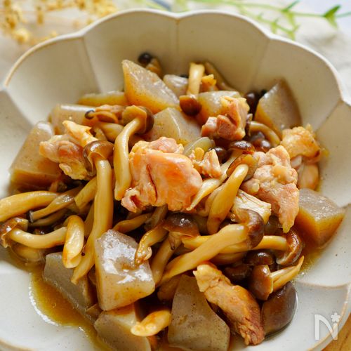 【鶏きのこ・こんにゃく】簡単だけど、じわる煮物