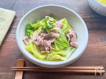 キャベツと豚こまの白だしさっと煮