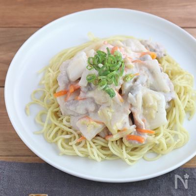 豚肉と白菜の豆乳あんかけめん