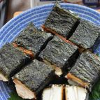 見た目以上に旨し♪クリチサンドの厚揚げ磯辺焼き風♪