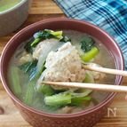 子どもウケ抜群！【鶏団子と小松菜の春雨スープ】