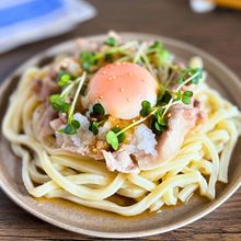 【簡単10分】温玉のせ豚しゃぶおろしポン酢うどん