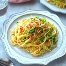 桜えびと豆苗の和風パスタ