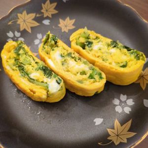 たりおの作ってみた!投稿(簡単アレンジ卵焼き☆ごはんがすすむ和総菜◎野沢菜の卵焼き)