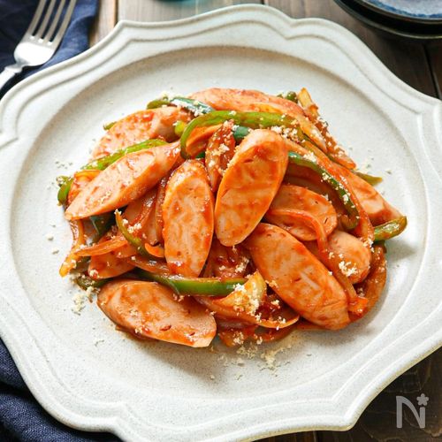 【フィッシュソーセージのナポリタン風いため】