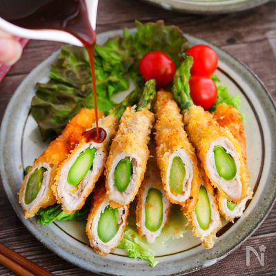 アスパラの豚ロースカツ【アスパラの甘味がたまらない♪】