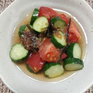 よっこの作ってみた!投稿(切って漬けるだけ簡単！『トマトときゅうりの夏野菜だし漬け』)
