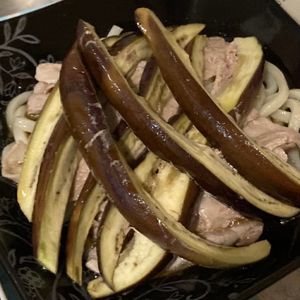 すみれの作ってみた!投稿(レンジで簡単♪『豚しゃぶと蒸しなすのぶっかけ冷やしうどん』)