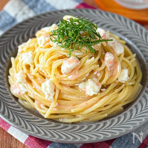 【レンチンして混ぜるだけ◎】たらこチーズパスタ