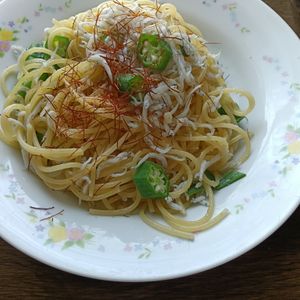 ぽぽペの作ってみた!投稿(オクラとしらすのペペロンチーノ)