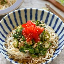 【紫外線対策にも!】モロヘイヤとオクラでツルッとそうめん
