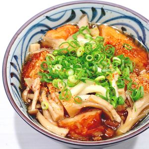 まゆの作ってみた!投稿(さつま揚げときのこのあんかけうどん)