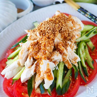 【レンジで簡単！棒棒鶏バンバンジー】絶品タレはお肉やサラダに