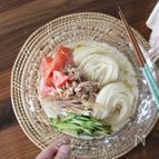 ツナとトマトの冷たい豆乳そうめん