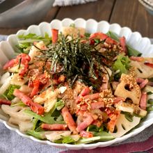 柚子胡椒香る♪水菜とれんこんの居酒屋風和風サラダ
