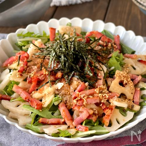 柚子胡椒香る♪水菜とれんこんの居酒屋風和風サラダ