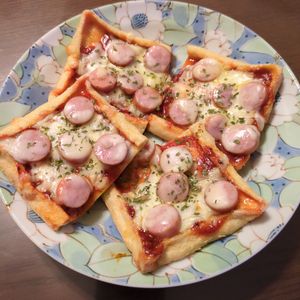 たりおの作ってみた!投稿(ピザ生地作らない！【油揚げピザ】)