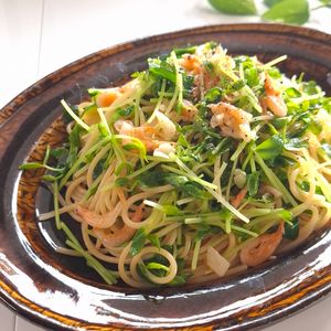 とのちゃまの作ってみた!投稿(桜えびと豆苗の和風パスタ)