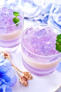 レンジで簡単♪キラキラ紫陽花ゼリー