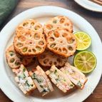 【れんこんのえびはさみ揚げ】シャキぷり食感が美味！