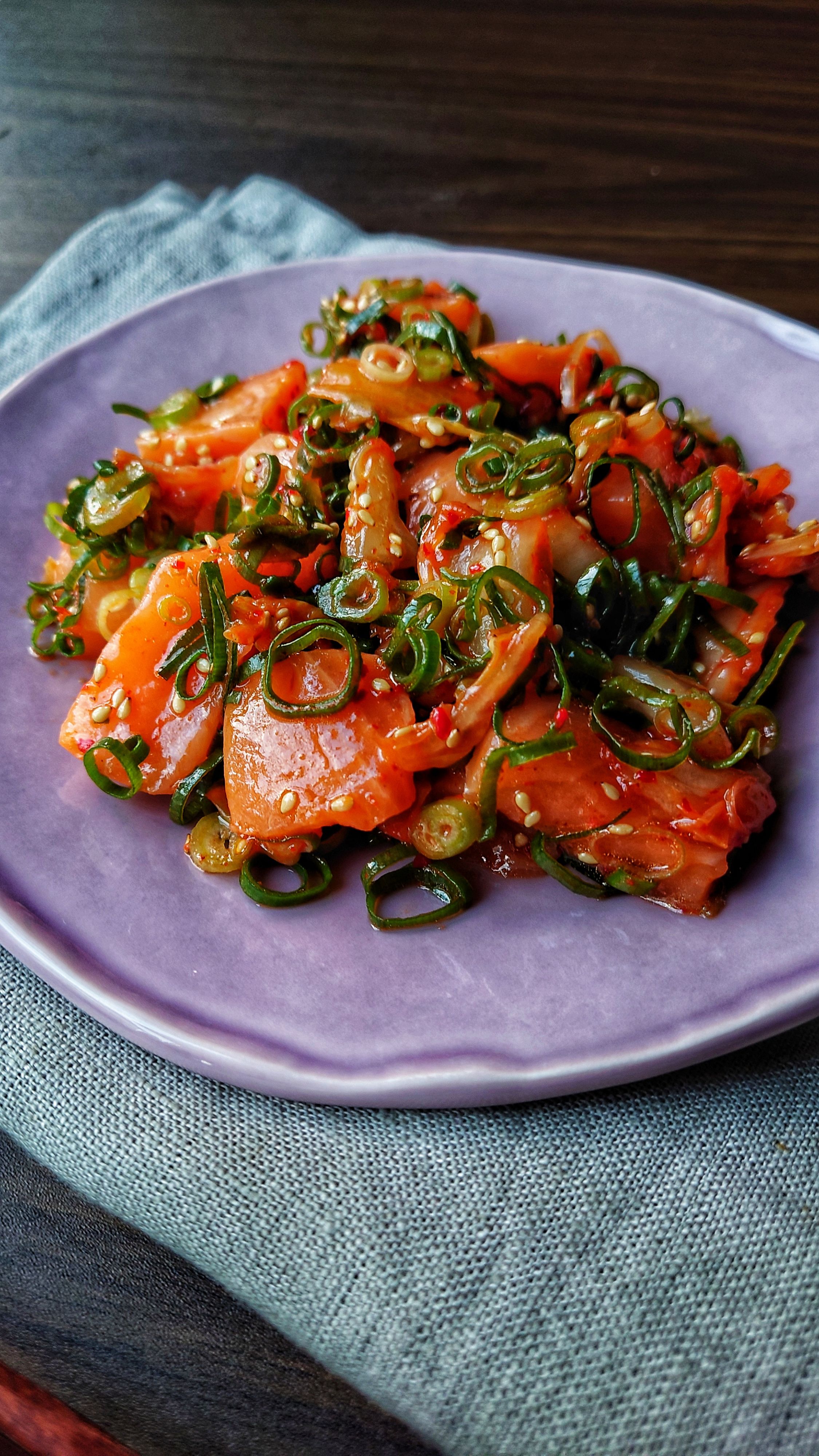 サーモンキムチねぎまみれ】時短和えるだけで絶品おつまみ🧡 | レシピ