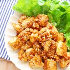 鶏むねで☆コリコリ味噌ピーチキン【節分豆の消費にも】