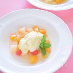 マスカルポーネチーズと黄桃のアイスクリーム　初夏のおもてなし