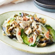 お箸止まらん！【なすとささみの梅昆布サラダ】
