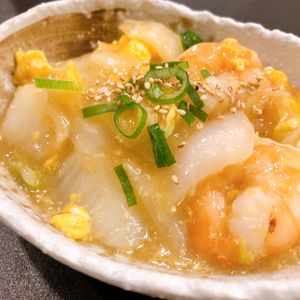 1032950の作ってみた!投稿(白菜とむき海老と卵のオイスターとろみ炒め)