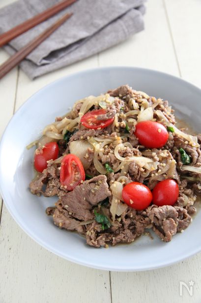 食欲アップ！牛こまのガーリック炒め