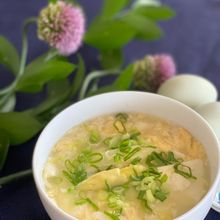 ホワイトアスパラと豆腐のかき玉スープ