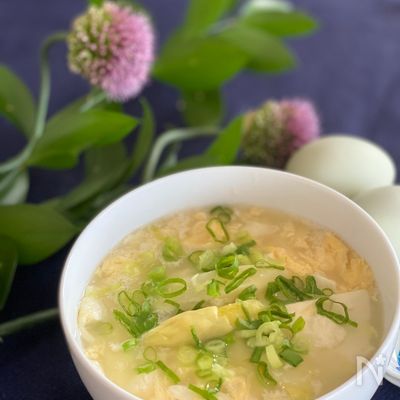 ホワイトアスパラと豆腐のかき玉スープ