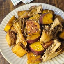 ほっこり美味しい【さつまいもと厚揚げの甘辛炒め】レンジで時短