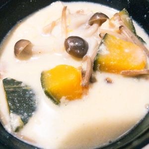1177764の作ってみた!投稿(かぼちゃときのこの《和風♡ごま味噌スープ》)