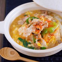 煮るだけ5分♪お財布にも胃腸にもやさしい♪『豚たま肉豆腐』