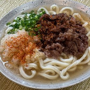 楽ラク手抜キッチン🐶🐾の作ってみた!投稿(＼おつゆは混ぜるだけ／甘辛おろし肉うどん)