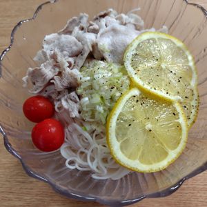 1285824の作ってみた!投稿(ごま油香るぶっかけ！【ネギ塩レモンの豚しゃぶそうめん】)