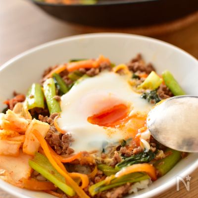 [ワンパンで簡単♪腸活ビビンパ]野菜たっぷりヘルシー♪