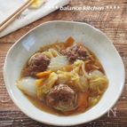 包丁・ボウルいらず。とろとろ白菜と肉団子の煮物