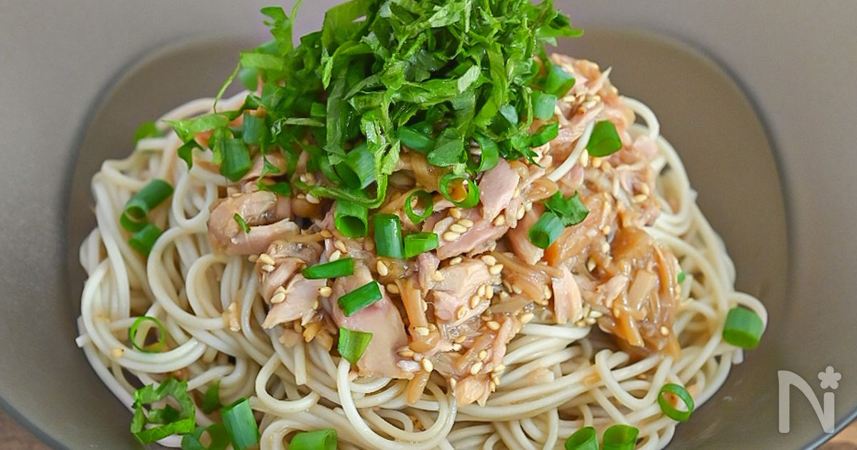 暑い日でも食べやすい！なめたけツナ缶冷やしそば