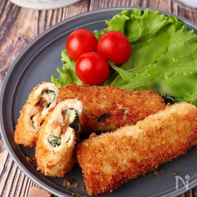 春巻き風♪包みこむささみの梅肉しそチーズカツ