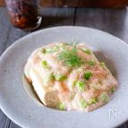 豆腐の明太枝豆餡かけ