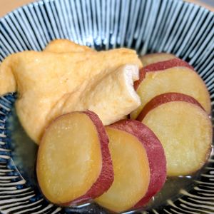まゆのの作ってみた!投稿(あと一品♪油揚げとさつまいもの煮物)
