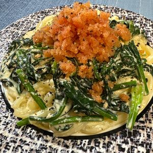 楽ラク手抜キッチン🐶🐾の作ってみた!投稿(【濃厚♪明太子とほうれん草のクリームうどん】子どもも絶賛♪)