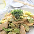 春キャベツと鶏むね肉の梅めんつゆ炒め