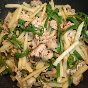 840889の作ってみた!投稿(【豚肉とじゃがピーマンのオイスター炒め】調味料4つで絶品中華)