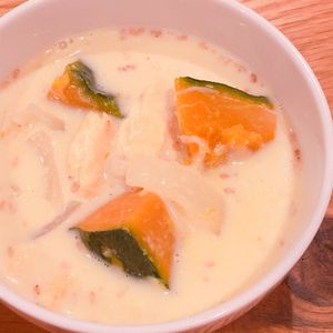 ミルクの作ってみた!投稿(かぼちゃときのこの《和風♡ごま味噌スープ》)