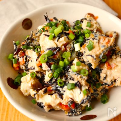 レンジで5分！【ひじき入り炒り豆腐】栄養満点副菜♩