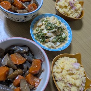 花月雨音🪷の作ってみた!投稿(ヘルシー和食のお惣菜😘ぷりぷりゴロっと♪きんぴらごぼう🤭)