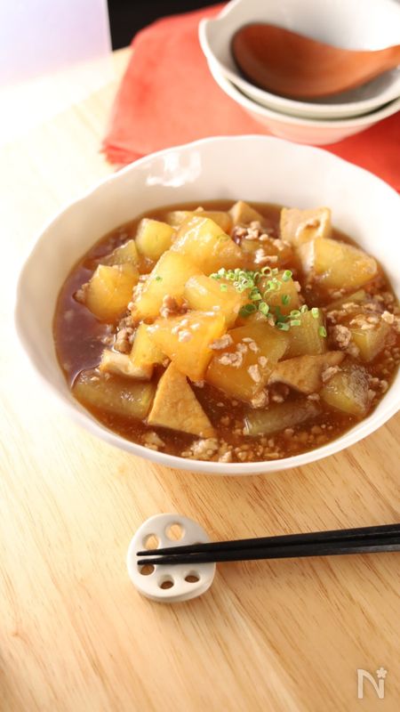 冬瓜と厚揚げのそぼろあんかけ＼ひき肉たっぷり／